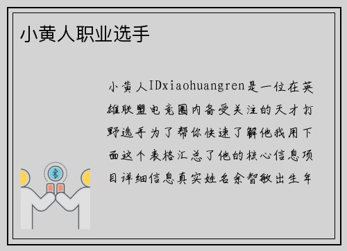 小黄人职业选手